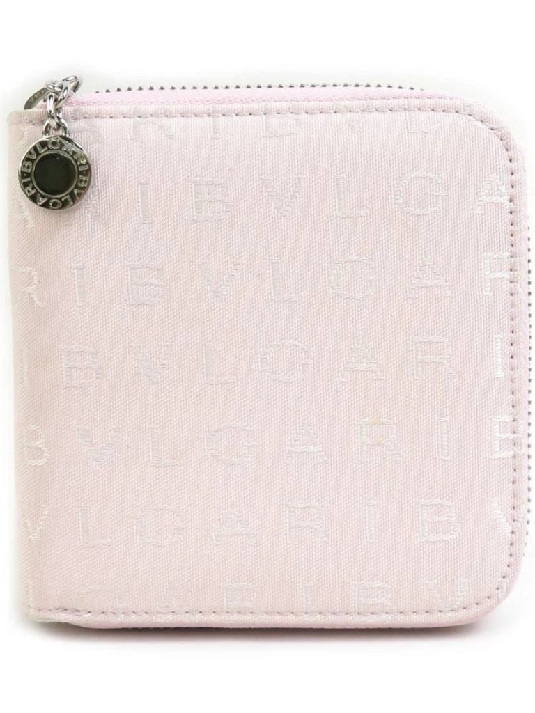 Auth Bvlgari Bifold Wallet Light Pink Canvas/Silvertone